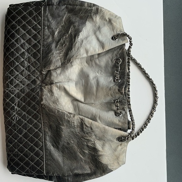 Authentic Chanel Melrose Degrade Cabas Gray Ombre Drawstring Chain XL Tote Bag - Picture 16 of 16